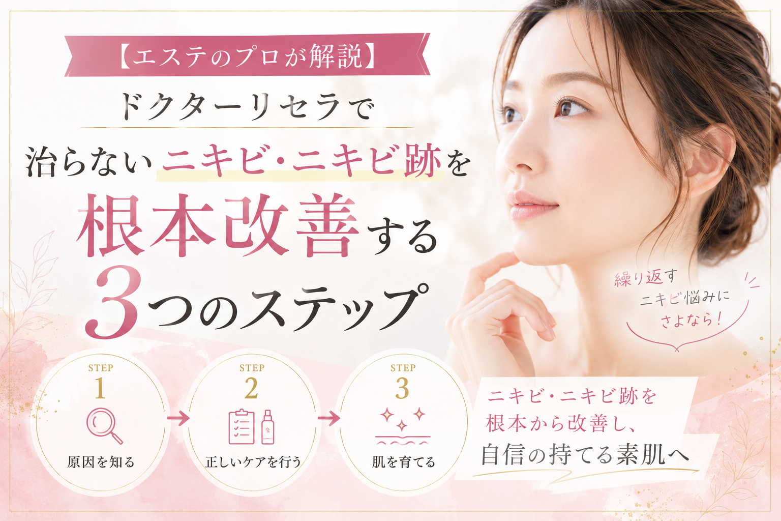 【エステのプロが解説】ドクターリセラで治らないニキビ・ニキビ跡を根本改善する3つのステップ